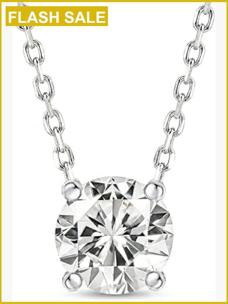 0.5-1 Carat Round Cut Lab Grown Diamond Solitaire Pendant Necklace 18k Gold